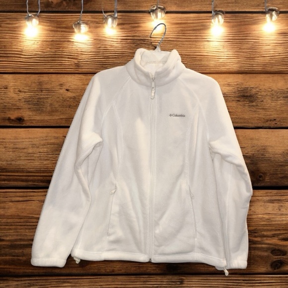 COLUMBIA Glazier white fleece jacket women’s size Large - Picture 1 of 15